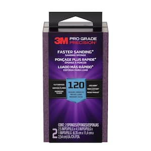Pro Grade Precision 2 1/2 in. x 4-1/2 in. x 1 in. 120-Grit Medium Block Sanding Sponge (2-Pack)