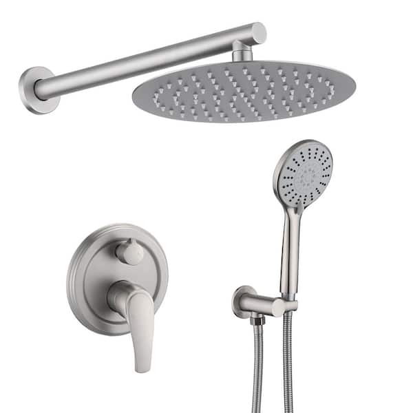 Satico Single Handle 5-Spray Shower Faucet 1.8 GPM with Pressure Balance Rain Shower Head with Anti Scald in. Brushed Nickel