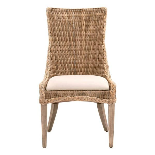 Benjara Brown Fabric Thick Cushion Dining Chair BM287824 - The Home Depot