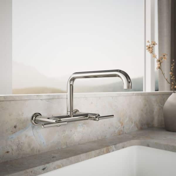 Purist 2-Handle Bridge Kitchen Faucet in Vibrant Polished Nickel