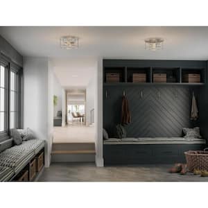 Durrell 13 in. 2-Light Brushed Nickel Flush Mount