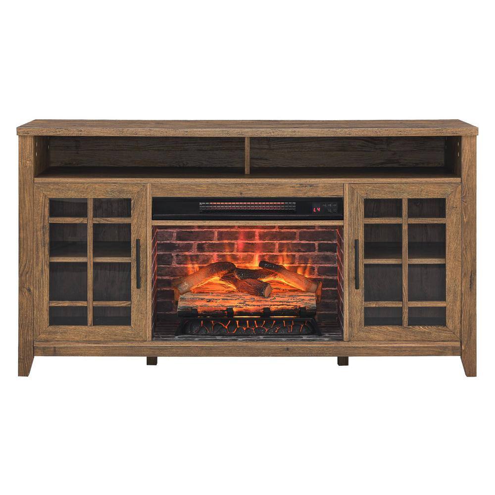 Clihome 55 in. Embedded Wall Mount Electric Fireplace TV Media Stand in ...
