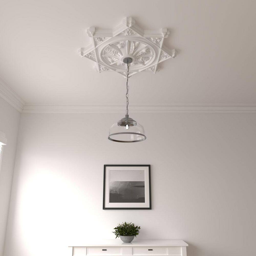 Primed Gray Polyurethane 38.25" Ceiling Medallion with Fruit Design
