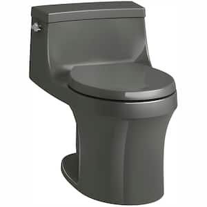 San Souci 12 in. Rough In 1-Piece 1.28 GPF Single Flush Round Toilet in Thunder Grey Seat Included