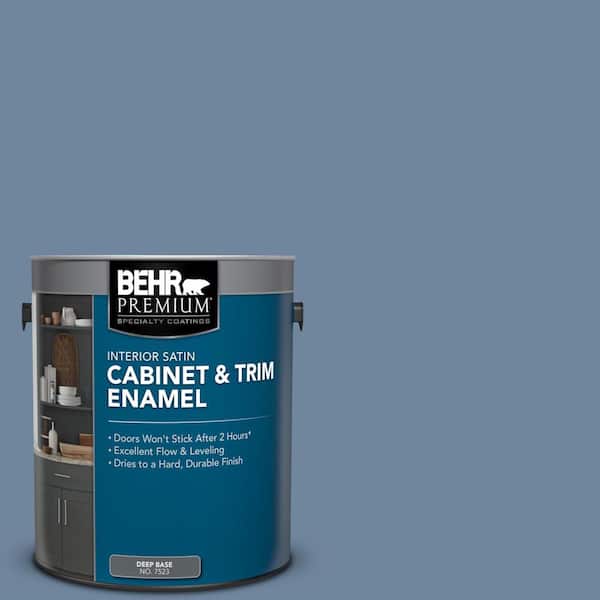Behr Premium 1 Gal S520 5 Thundercloud Satin Enamel Interior Cabinet And Trim Paint 752301 The Home Depot