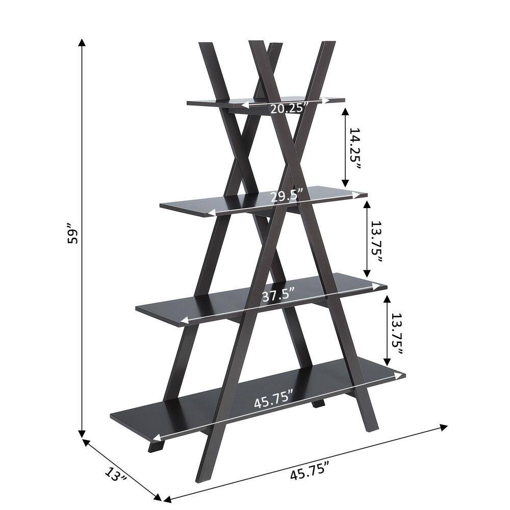 Espresso 4-Tier Ladder Bookshelf for Modern Home Decor