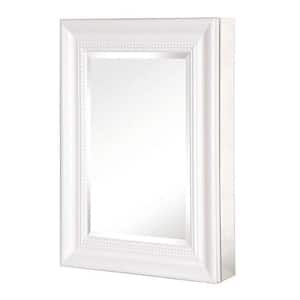 15 in. W Framed Recessed or Surface-Mount Bathroom Medicine Cabinet with Deco Framed Door Bathroom in White
