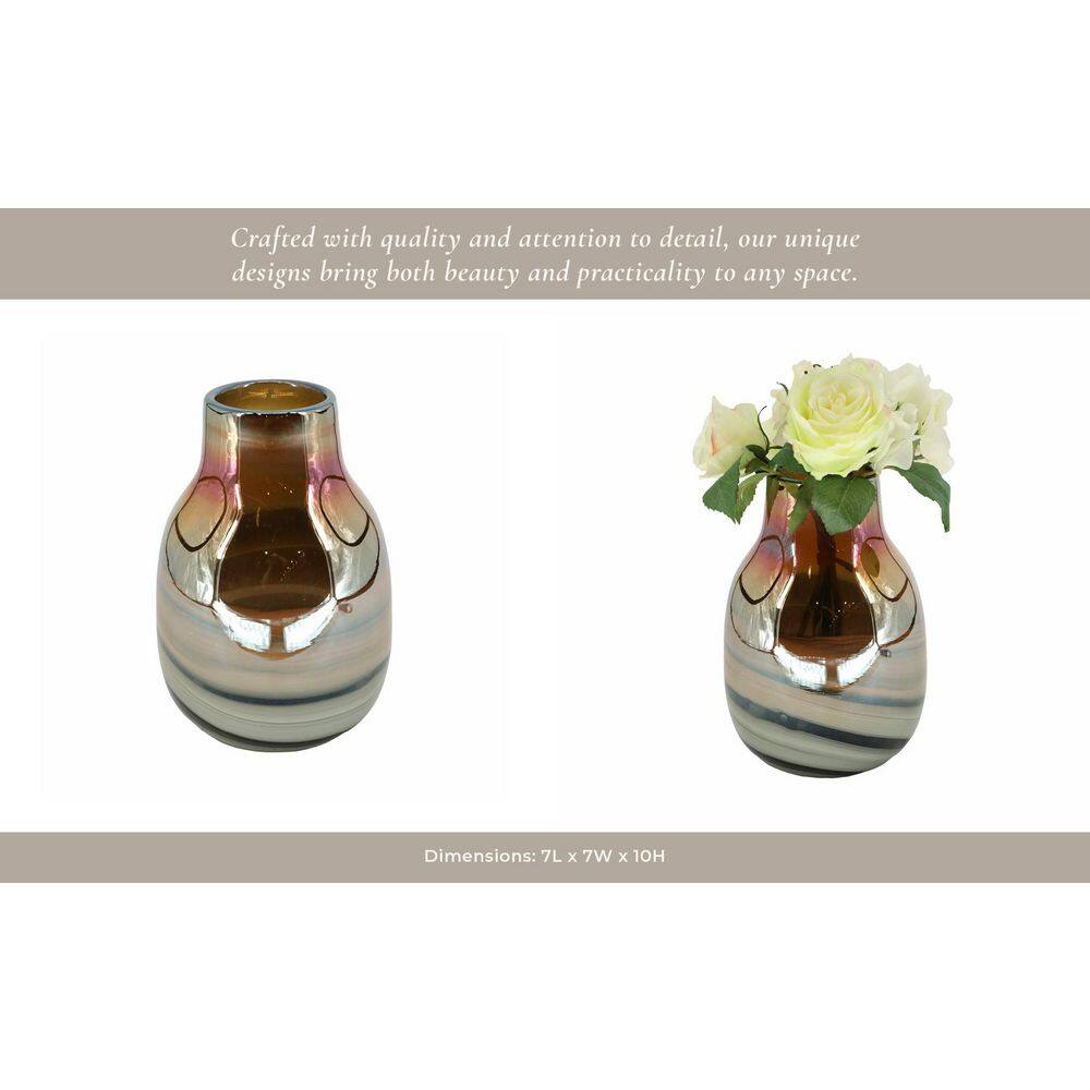 10" Tall Black and Gold Glass Decorative Vase
