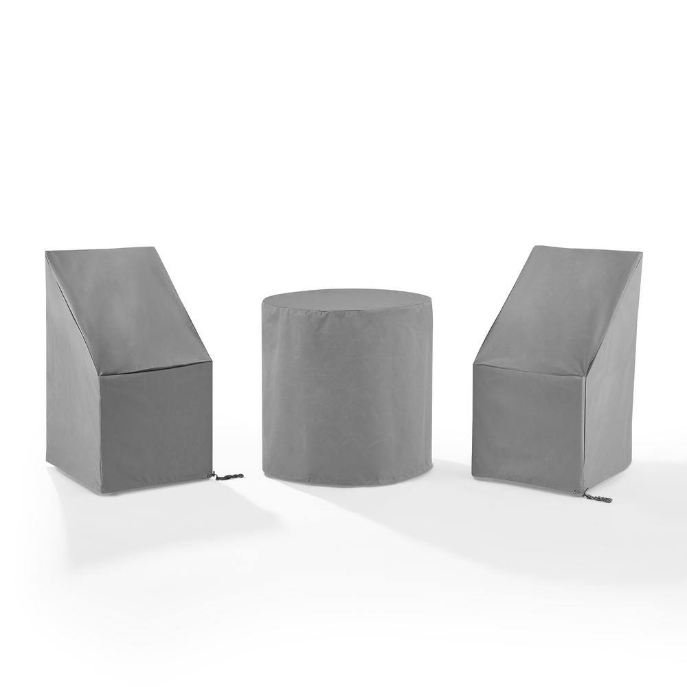Gray Vinyl 3-Piece Outdoor Bistro Furniture Cover Set