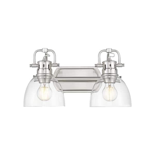 Duncan 8.25 in. 2-Light Pewter Vanity Light with Clear Shade