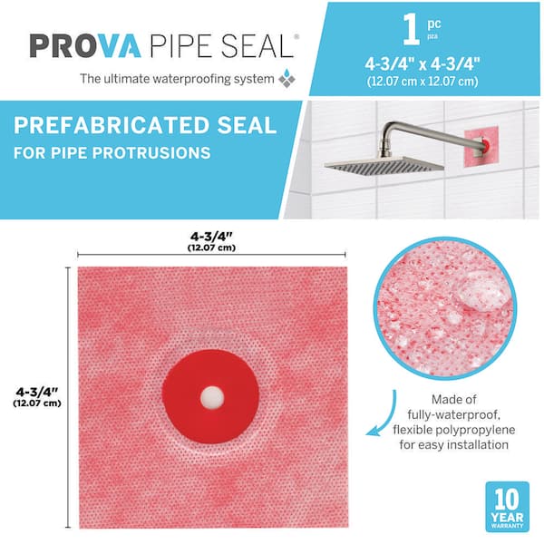 4.72 in. W x 4.72 in. L Opening Prova Pipe Seal Shower Kit