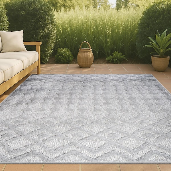 JONATHAN Y Talaia Neutral Geometric Light Gray 8 ft. x 10 ft