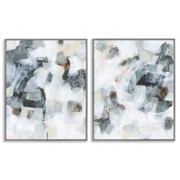 Stupell Industries Grey Faded Abstraction by June Erica Vess 2 Pieces Gray Framed Abstract Giclee Art Print 30 in. x 24 in.