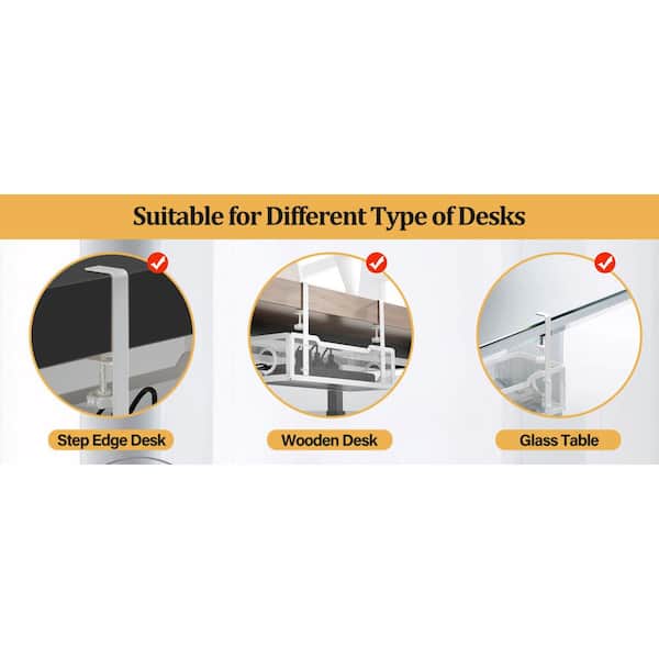 Lukyamzn 13.4 in. Under Desk Cable Management Box White Powder