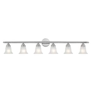 Esterbrook 48 in. 6-Light Polished Chrome Vanity Light with White Alabaster Glass
