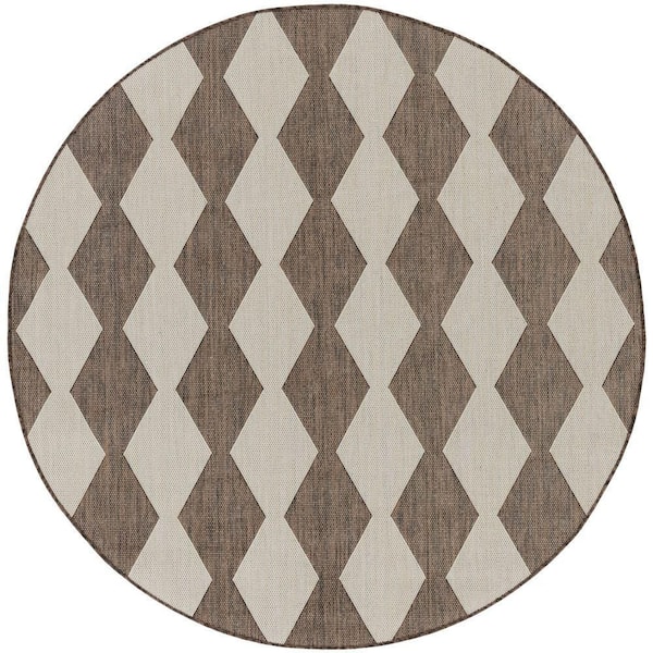 Positano Natural 6 ft. x 6 ft. Diamond Contemporary Round Area Rug