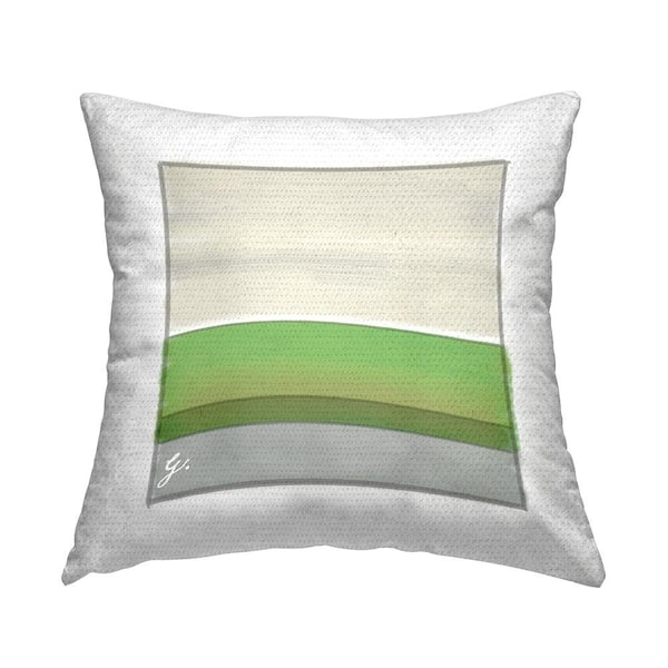Stupell Industries Neutral Green Square Stripes Green Square Outdoor Throw Pillow