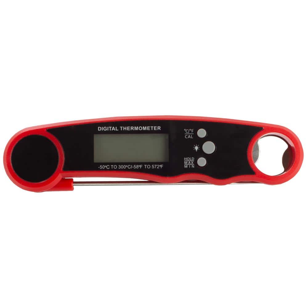 Red Water-Resistant Digital Wireless Meat Thermometer