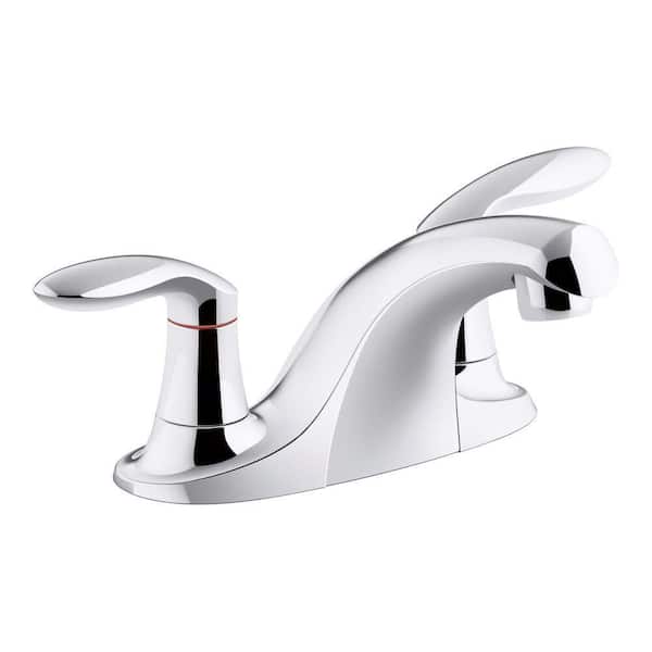 KOHLER Coralais 4 in. Centerset 2-Handle Bathroom Faucet with Vandal-Resistant Aerator in Polished Chrome