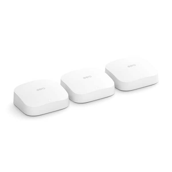EERO Pro 6 Tri-Band Mesh Wi-Fi 6 System with Built-in Zigbee Smart Home Hub (3-Pack) White