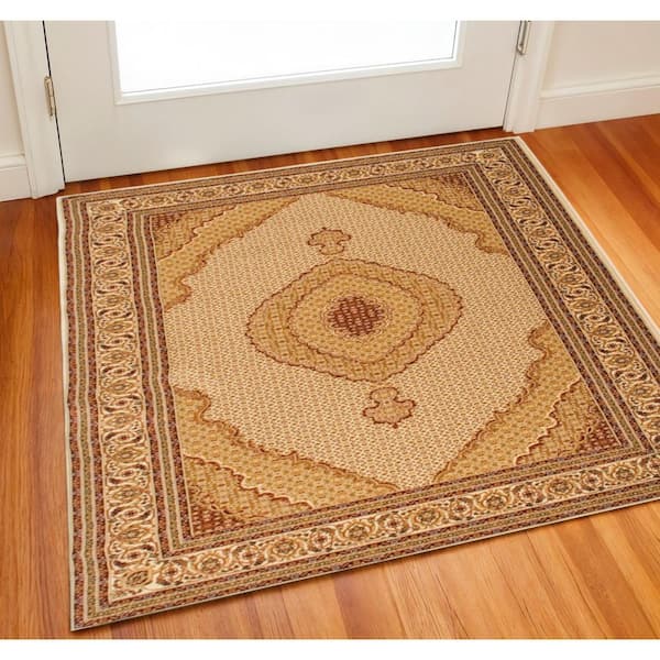 Brown 2 x 2 ft. Woven Oriental Square Indoor Area Rug