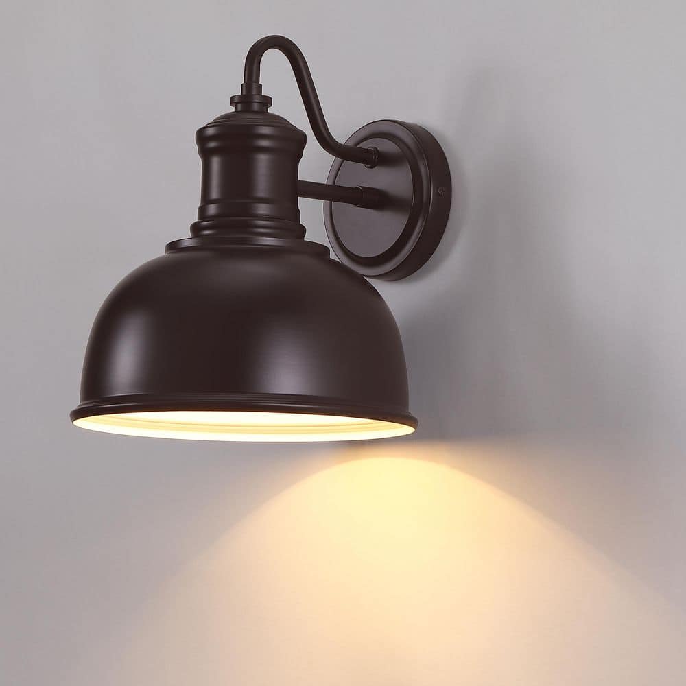 pasentel 11.22 in. 1-Light Farmhouse Gooseneck Bronze Barn Outdoor