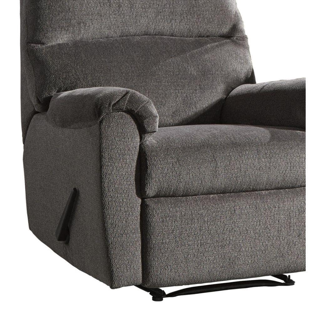 Gray Polyester Zero Wall Recliner with Pillow Top Armrests