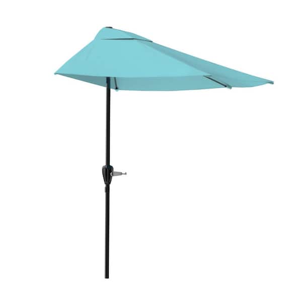 Unbranded 9 ft. Steel Market Half Patio Umbrella in Blue