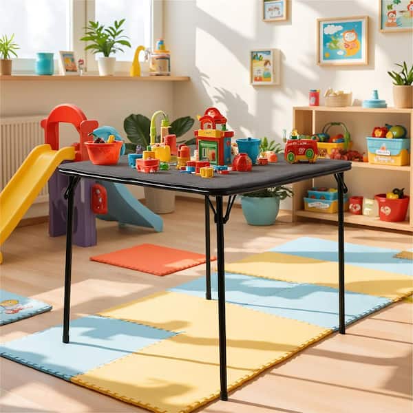Homy Casa FERNKI Kids Desk, Modern Black Square Kid Study Desk Table for Child and Teenager, Ideal for Small Spaces