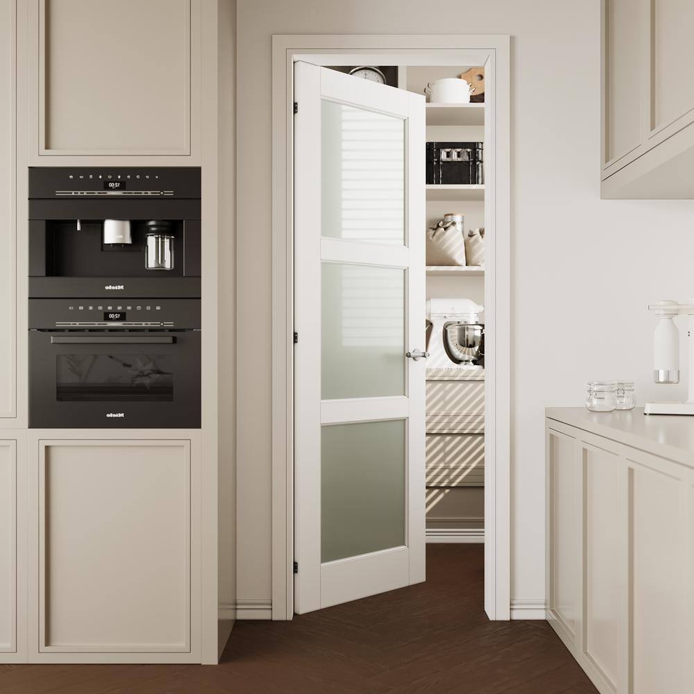 28" x 80" White Primed MDF and Frosted Glass Interior Door