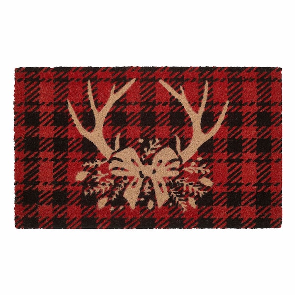 Reindeer Multicolor 18 in.  x  30 in. Coir Christmas Outdoor Doormat