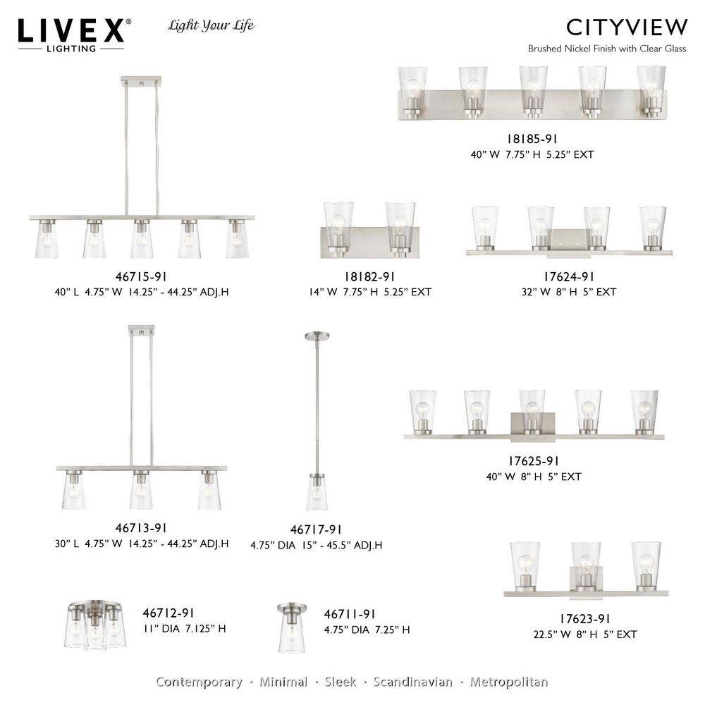 Brushed Nickel 5-Light Chandelier with Clear Glass Shades