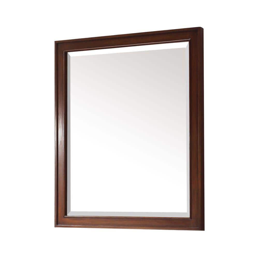 Walnut Rectangular Wood Framed Bathroom Vanity Mirror