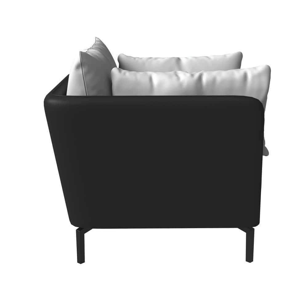 Luxify Black and Gray Faux Leather Barrel Accent Chair