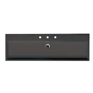 Unlimited 120 Mono Wall Mount/Vessel Bathroom Sink in Matte Black with 3-Faucet Holes