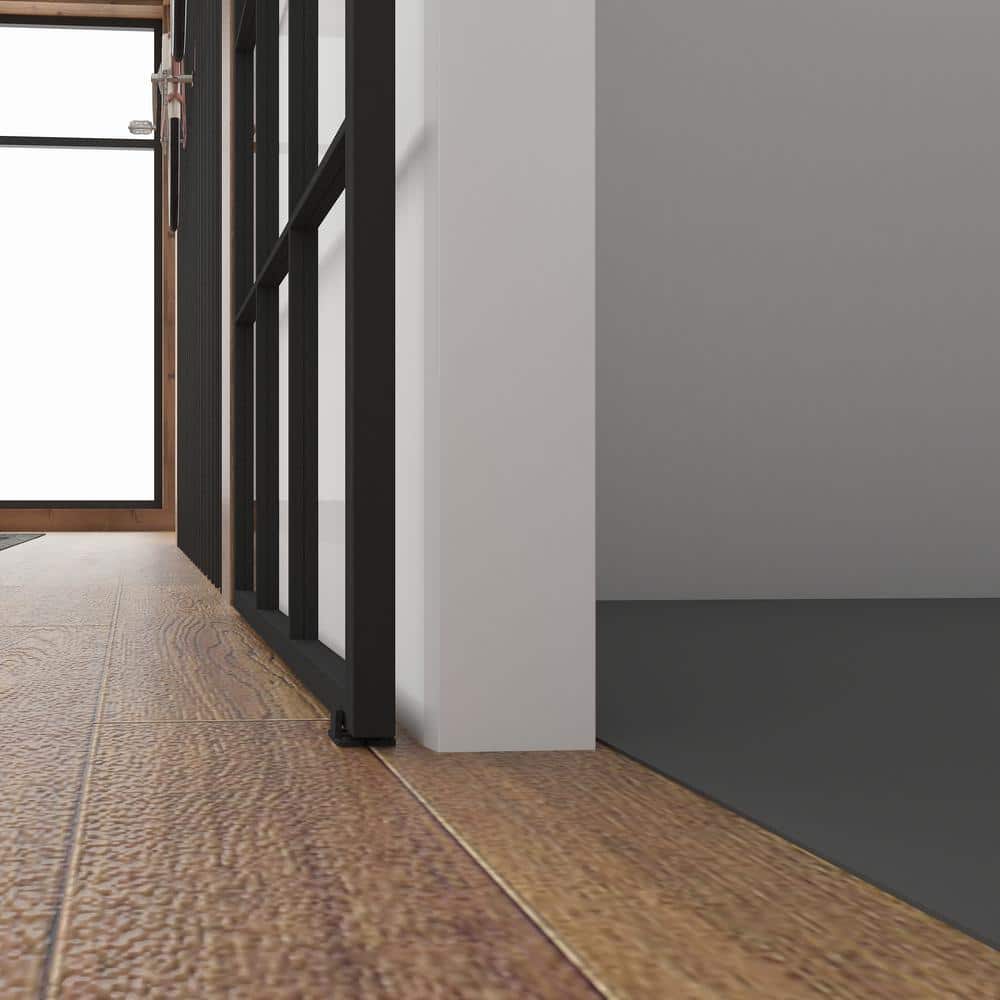 Queen's 37'' x 84'' Matte Black Clear Glass Sliding Barn Door