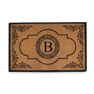 A1HC First Impression Hand Crafted X-Large Abrilina 36 in. x 72 in. Entry Coir Monogrammed Double Door Mat