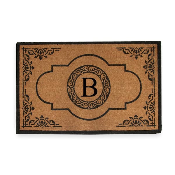 A1 Home Collections A1HC First Impression Hand Crafted X-Large Abrilina 36 in. x 72 in. Entry Coir Monogrammed Double Door Mat