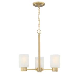 Sylvestre 3- Light Champagne Brass Chandelier with Frosted Glass Shades