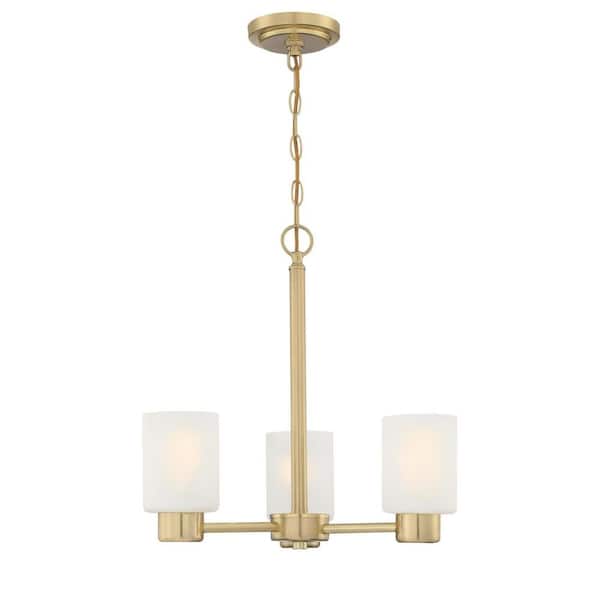 Westinghouse Sylvestre 3- Light Champagne Brass Chandelier with Frosted Glass Shades