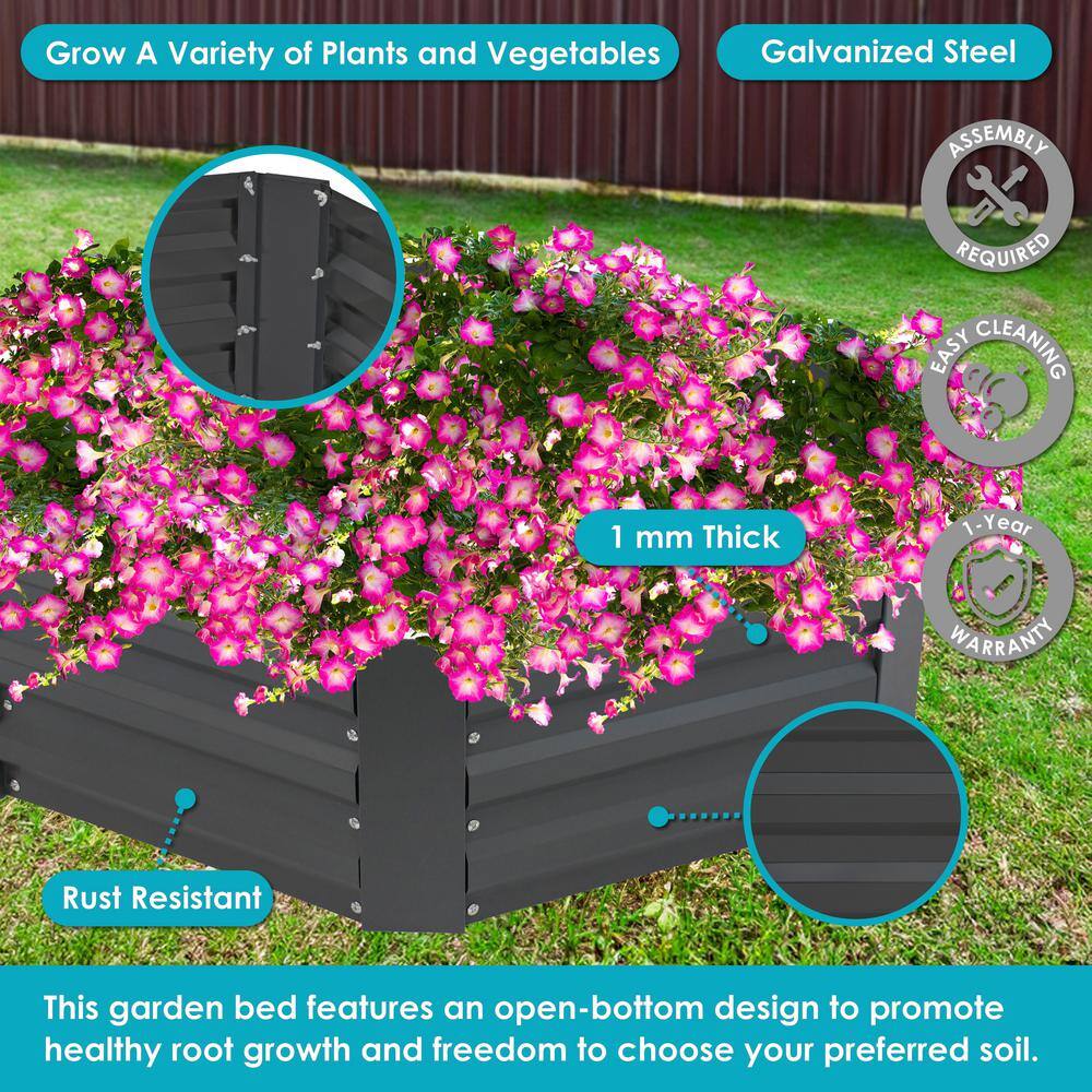 Hexagon Gray Galvanized Steel Raised Garden Bed