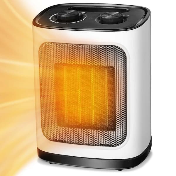 1,500-Watt Indoor Small Electric Heater with Adjustable Thermostat, White