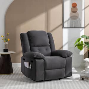 Gray Massage Recliner with Side Pocket, Power Lift Chair for Elderly with Adjustable Massage and Heating Function