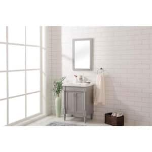 24 in. Bath Vanity in Gray with Ceramic Vanity Top in White with White Basin