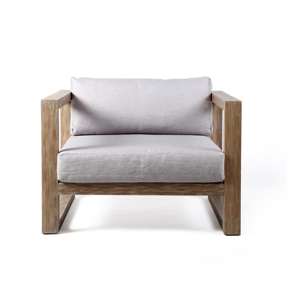 Outdoor Light Eucalyptus Wood Lounge Chair with Gray Cushions price history on PriceWatchPro