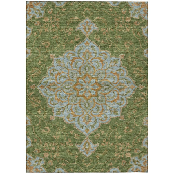 Chantille Machine Washable Indoor/Outdoor Abstract ACN2958 Olive 10 ft. x 14 ft. Area Rug