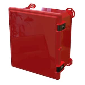 17.8 in. L x 16.3 in. W x 9.3 in. H Polycarbonate Red Hinged Top Cabinet Enclosure with Red Bottom