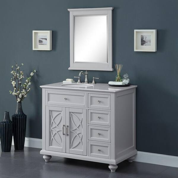 Home Decorators Collection Colford 38 In W X 22 In D Bath Vanity In Gray With Marble Vanity Top In White With White Basin Bf 27152 Gr The Home Depot