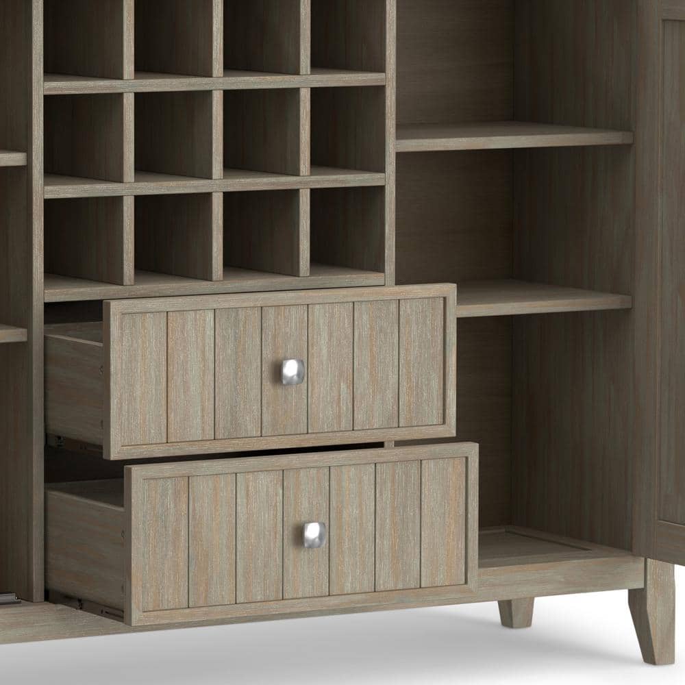 Bedford Transitional 54" Solid Pine Wood Sideboard Buffet and Wine Rack in Distressed Grey