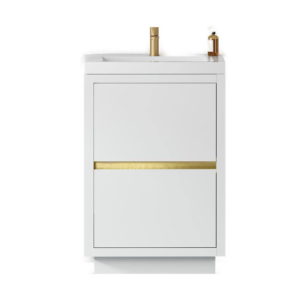 23.62 in. W x 19.69 in. D x 35.43 in. H Freestanding Bath Vanity in Glossy White with White Resin Top price history on PriceWatchPro